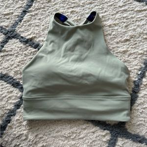 Lululemon Energy High-Neck Longline Tough Bra. Color: Laurel Green. Size:4